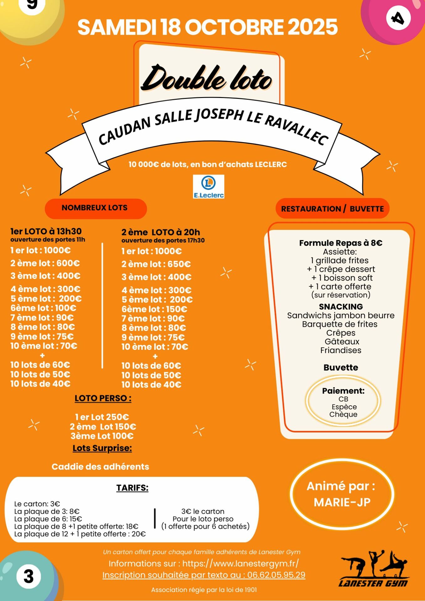 Affiche Double Loto La Nester Gym - 18 octobre 2025